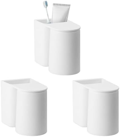 Perfect Space-Saving 3-Piece Magnetic Wall-Mounted Toothbrush Holder