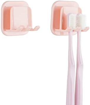 2 PCS Self-Adhesive Toothbrush Holders Wall Mounted Pink
