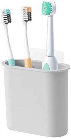 kulusionWall-Mounted Toothbrush Holder Easy-Hang Durable Space-Saving Grey