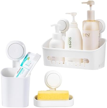 3-Pack Suction Cup Shower Organizer Set