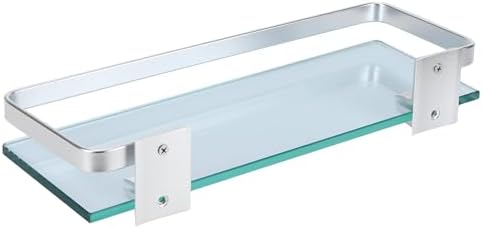 Aluminum Shower Shelf with Thick Glass Organizer for Bathroom