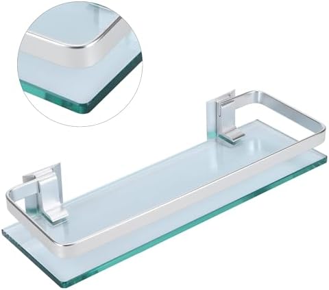 Aluminum Shower Shelf with Thick Glass Organizer for Bathroom