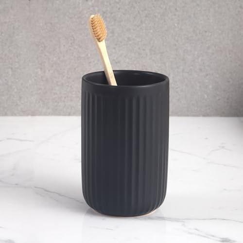 Matte Black Ceramic Toothbrush Holder Set