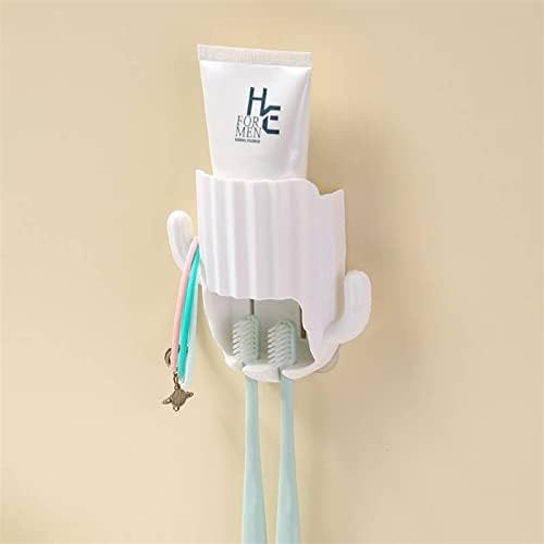 DRAGONRUN Cactus Toothbrush Toothpaste Holder Rack Bathroom Organizer for Kids Adults Green