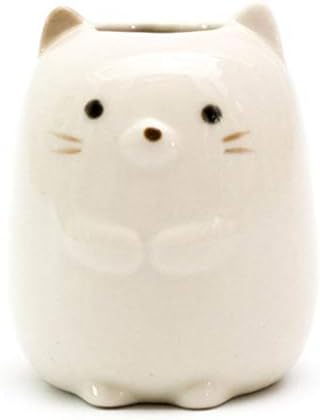 GARASANI Mini Ceramic Tooth Brush Holder for Kids Toothpick Stand White Design