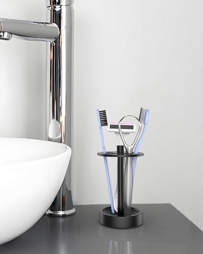 Black Toothbrush Holder Stand for Bathroom