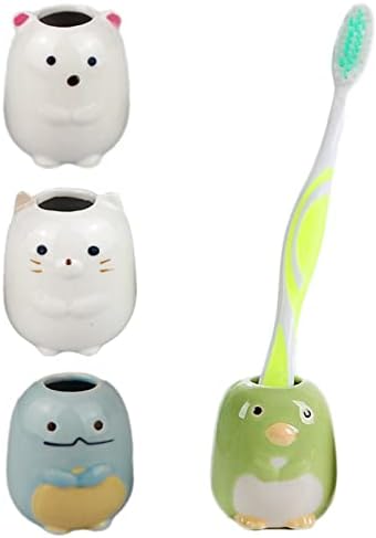 4 Animal Mini Ceramic Toothbrush Holder Set