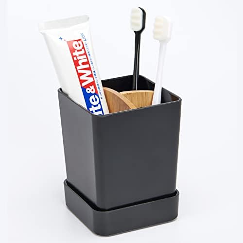 Small Black Bamboo Toothbrush Holder Set
