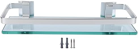 Aluminum Shower Shelf with Thick Glass Organizer for Bathroom