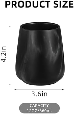 2Pcs Toothbrush Holder Set - Marble Black Ceramic