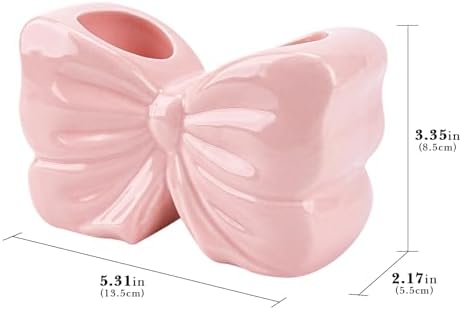 Cute Pink Ceramic Toothbrush Holder Toothpaste Organizer