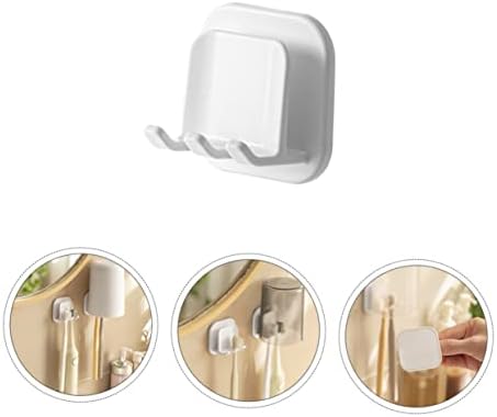3-Piece Wall Toothbrush Holder Gargle Cup Organizer White