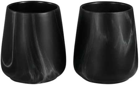 2Pcs Toothbrush Holder Set - Marble Black Ceramic