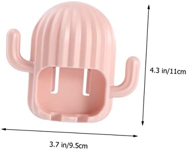 LIFKOME Wall-Mounted Cactus-Shape Toothbrush Towel Holder Pink White