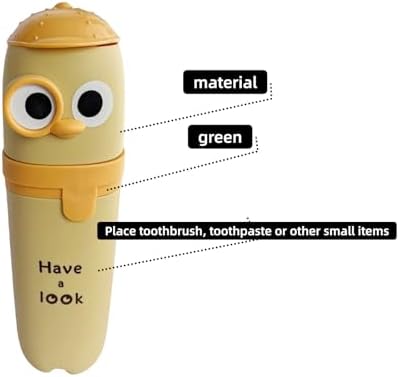 Cutie Cartoon Eyes Toothbrush Holder Mug 2-Pack Yellow Green