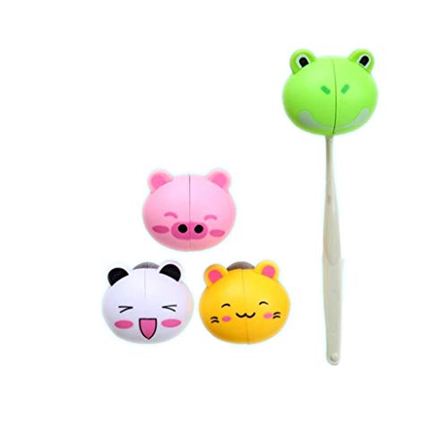 Cartoon Animal Toothbrush Holder with Suction Cups for Kids