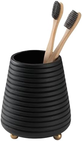 Folkulture 4x3 Wood Toothbrush Holder Black
