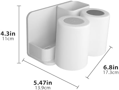 Toothbrush Holder with 2 Slots and Mouthwash Cup Wall Mount