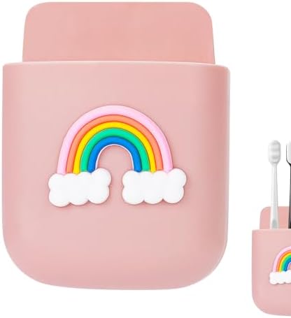 Biiange Self-Adhesive Wall-Mounted Rainbow Toothbrush Stand