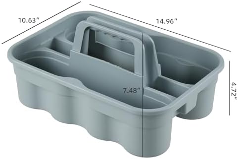 4-Pack 2-Compartment Plastic Cleaning Caddy Grey with Handle