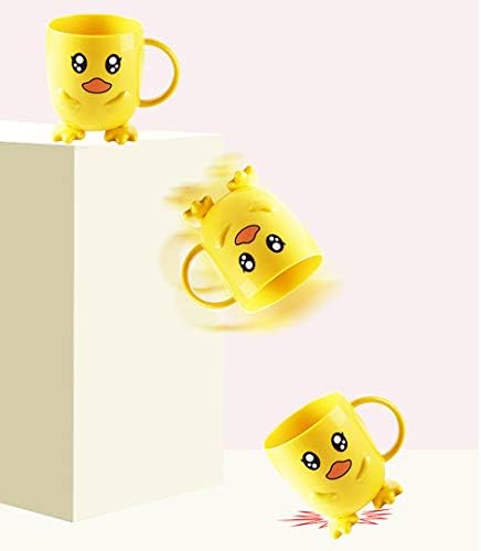 Unbreakable Toothbrush Toothpaste Holder 340ml Cartoon Duck Tumbler with Cup for Kids