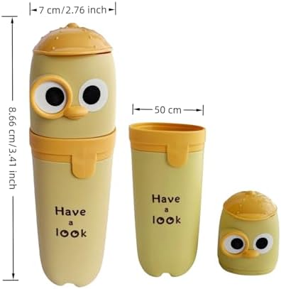 Cutie Cartoon Eyes Toothbrush Holder Mug 2-Pack Yellow Green