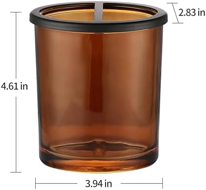 H Halston Amber Wide Glass Toothbrush Holder