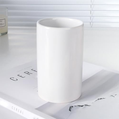 White Ceramic Cup Toothbrush Holder