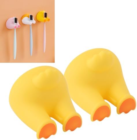Kids Duck Tail Toothbrush Holder Cartoon Animal Wall Mount Hook