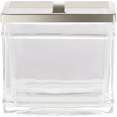 H Halston Heavy Weight Oversized Glass Toothbrush Holder with Marble Design