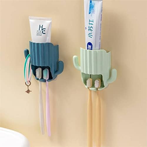 DRAGONRUN Cactus Toothbrush Toothpaste Holder Rack Bathroom Organizer for Kids Adults Green