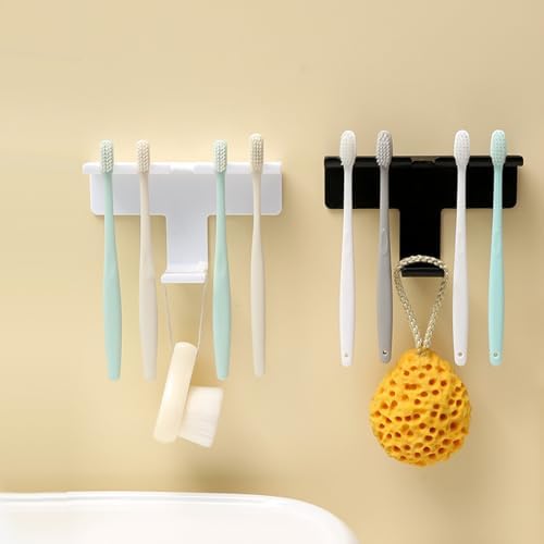 Two-Piece Self-Adhesive Plastic Toothbrush Holders