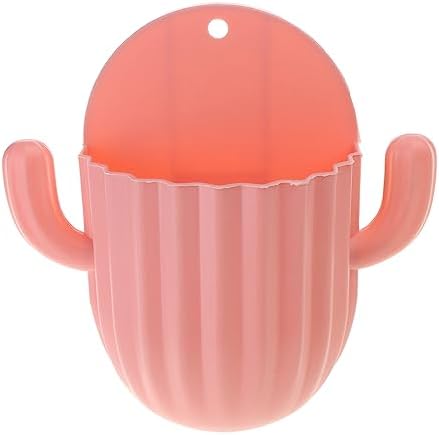 Wall Mounted Cactus Toothbrush Holder with Hooks Light Green