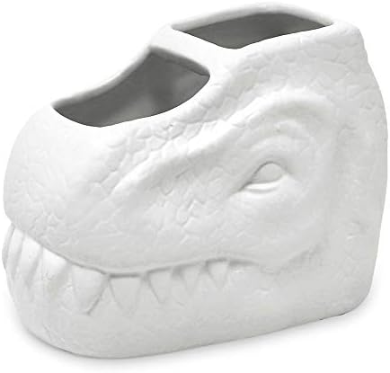 Isaac Jacobs Dinosaur Ceramic Toothbrush Holder Dual Compartment