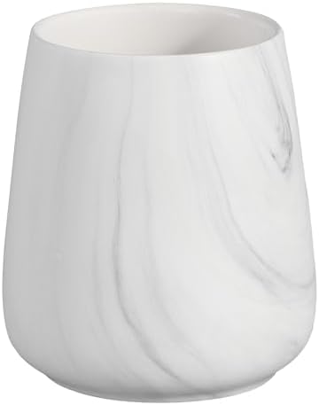 Eyrozia Marble White Ceramic Toothbrush Holder