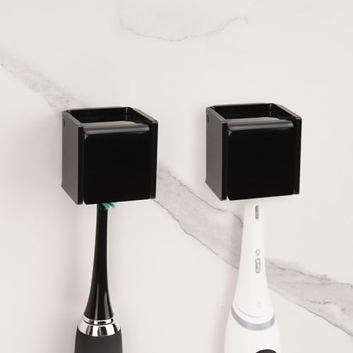 2PCS Wall-Mounted Self-Adhesive Toothbrush Holder Black