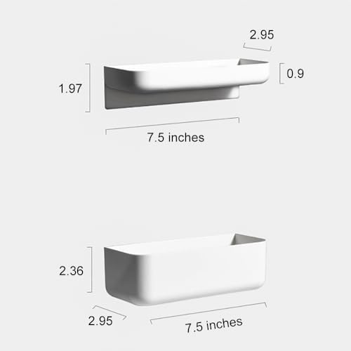 Floating adhesive plastic shower shelf organizer