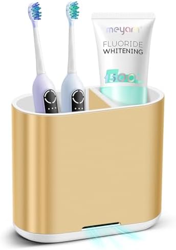 Chintu Detachable Toothbrush Toothpaste Holder w Divider Gold