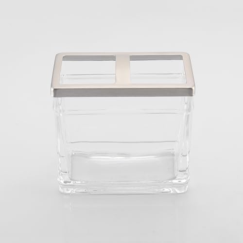 H Halston Heavy Weight Oversized Glass Toothbrush Holder with Marble Design