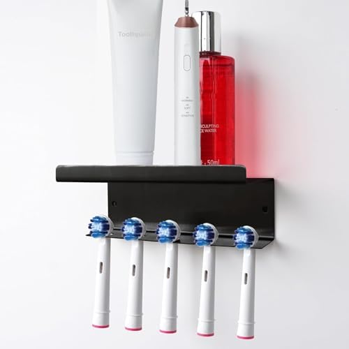 Wall-Mounted Toothbrush Holder Aluminum Self-Adhesive Organizer for Bathroom Oral Care