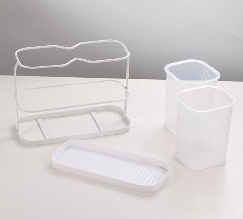 IKWZ Toothbrush Holder with 2 Cups and Drip Tray