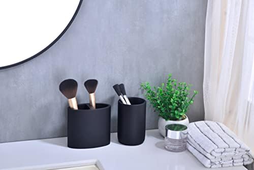 Rzoeox Premium Multifunctional Toothbrush Holder Resin Bathroom Cup Matte Black