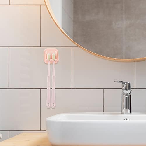 2 PCS Self-Adhesive Toothbrush Holders Wall Mounted Pink