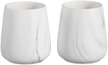 2Pcs Marble White Ceramic Toothbrush Holder Set