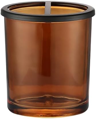 H Halston Amber Wide Glass Toothbrush Holder