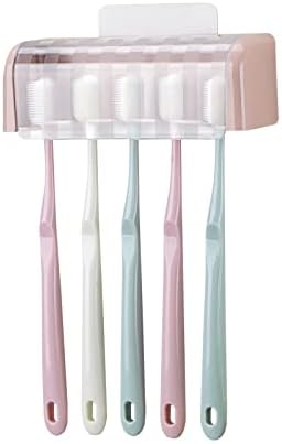 5 Slots Wall Mount Toothbrush Holder with Cover Bathroom or Shower Use