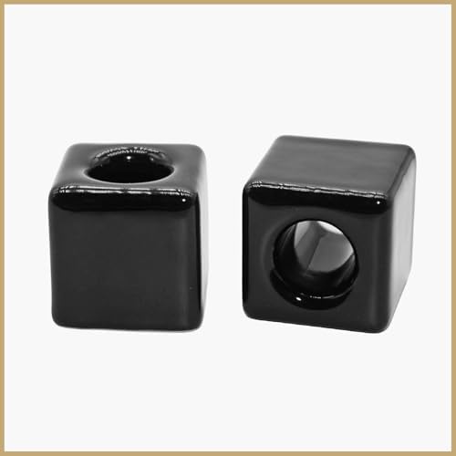 3-Piece Set Small Square Ceramic Toothbrush Holders Black Sleek Glazed