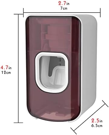 2 Slot Toothbrush Holder and Toothpaste Dispenser Wall Mounted Red