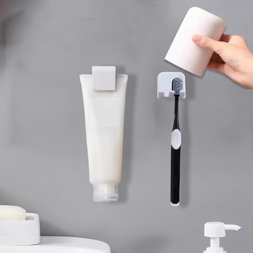 2-Pack White Toothbrush and Toothpaste Holders