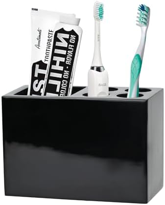 Bathovati Black Toothbrush Holder for Bathroom Marble Organizer